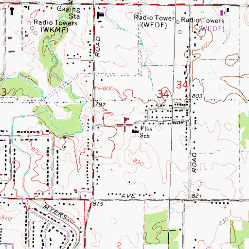 Topographic Map of Burton Fire Department Headquarters, MI