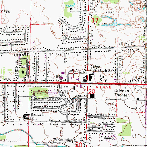 Topographic Map of Flint Township Fire Department Station 1, MI