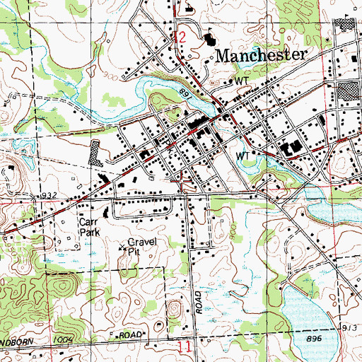 Topographic Map of Manchester Township Fire Department, MI