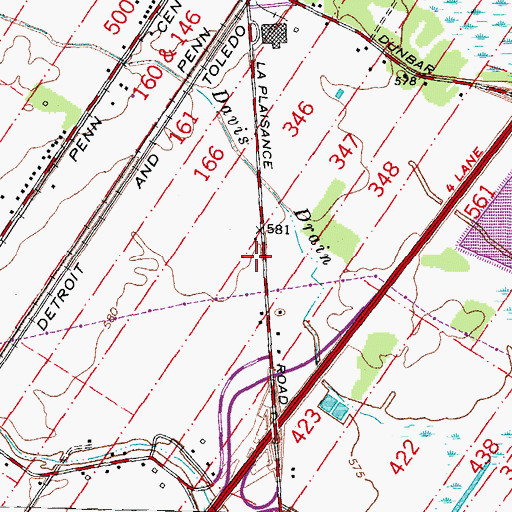 Topographic Map of Monroe Charter Township Fire Department Station 2, MI
