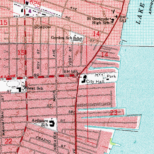 Topographic Map of Saint Clair Shores Police Department, MI