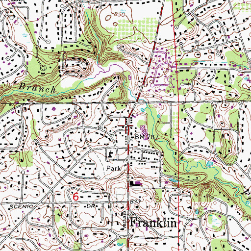 Topographic Map of Franklin - Bingham Fire Department, MI