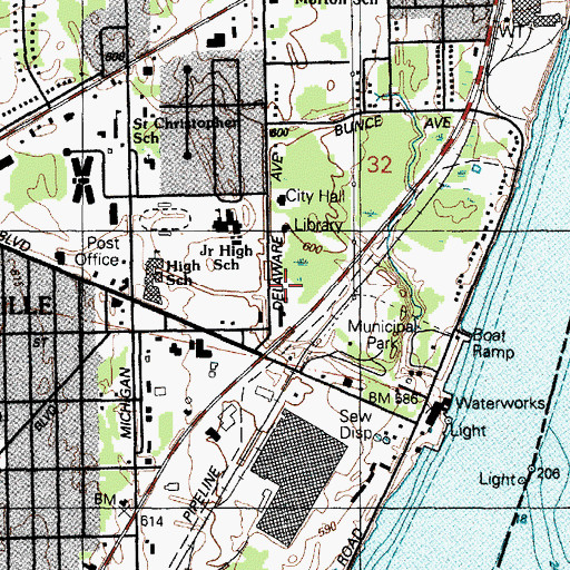 Topographic Map of Marysville Fire Department, MI