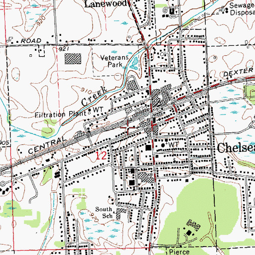 Topographic Map of Chelsea Area Fire Authority Fire Station, MI