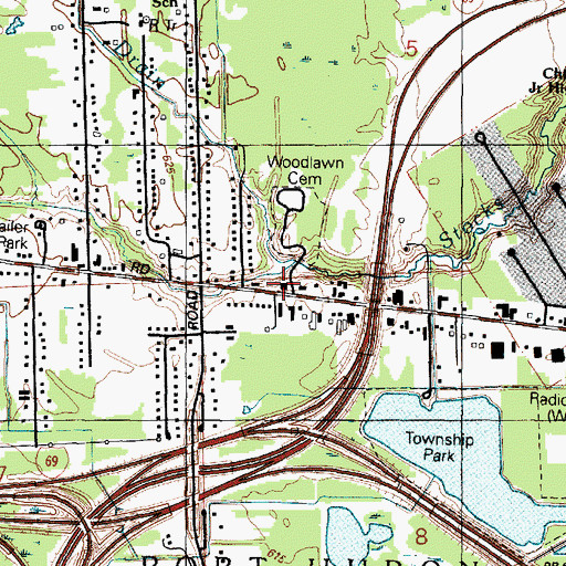 Topographic Map of Port Huron Township Fire Department, MI