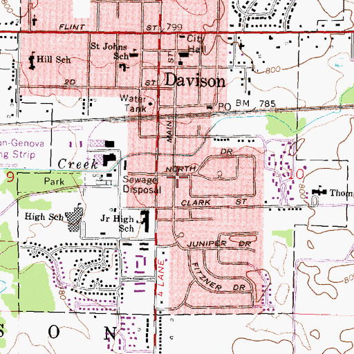 Topographic Map of Davison - Richfield Area Fire Department, MI