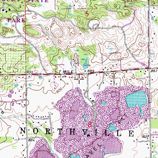 Topographic Map of Northville Township Fire Department Station 2, MI