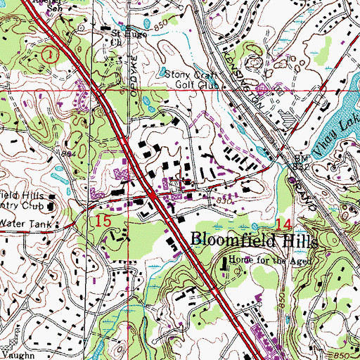 Topographic Map of Bloomfield Hills Public Safety Department Fire Station, MI