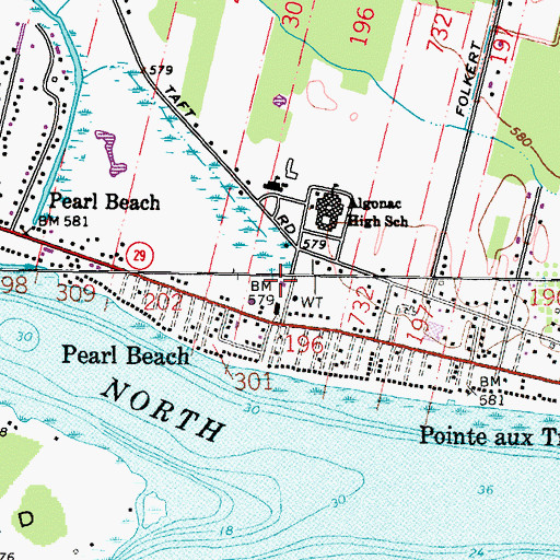 Topographic Map of Clay Township Mainland Fire Department, MI