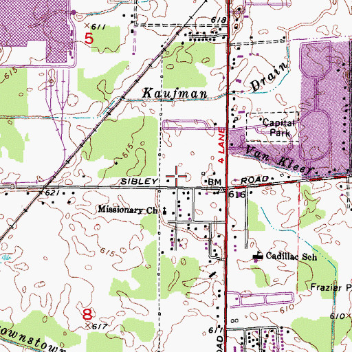 Topographic Map of Brownstown Township Fire Department Station 1 Headquarters, MI