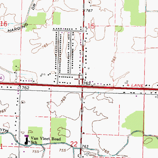 Topographic Map of Swartz Creek Area Fire Department Station 2, MI