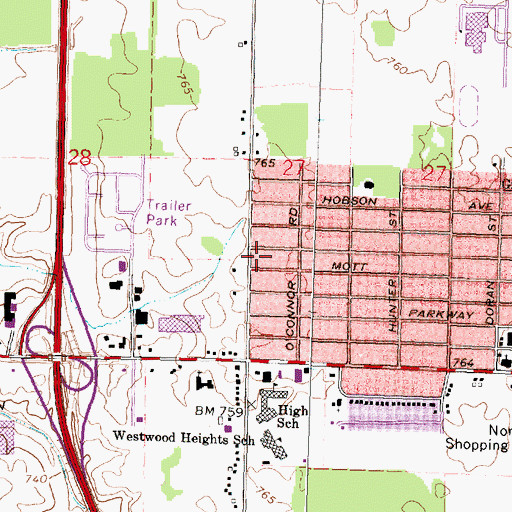 Topographic Map of Mount Morris Township Fire Station 2, MI