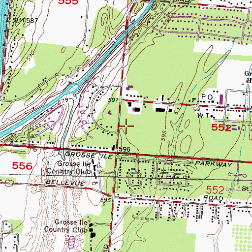 Topographic Map of Grosse Ile Volunteer Fire Department, MI