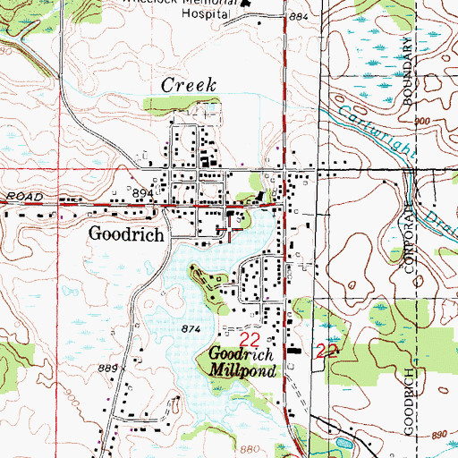 Topographic Map of Atlas Township Fire Department, MI