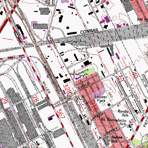 Topographic Map of Dearborn Fire Department Station 3, MI