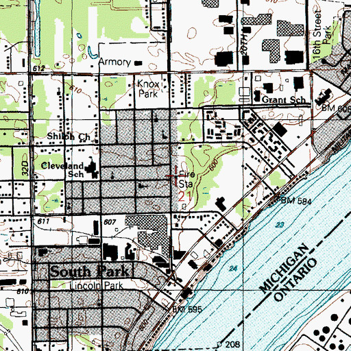 Topographic Map of Port Huron Fire Department Station 4, MI