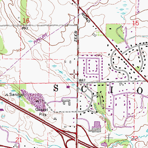 Topographic Map of Scio Township Fire Department, MI