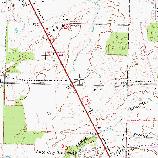 Topographic Map of Clio Area Fire Department Training Tower, MI