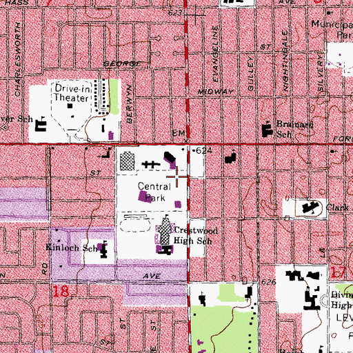 Topographic Map of Dearborn Heights Fire Department Station 2 Headquarters, MI