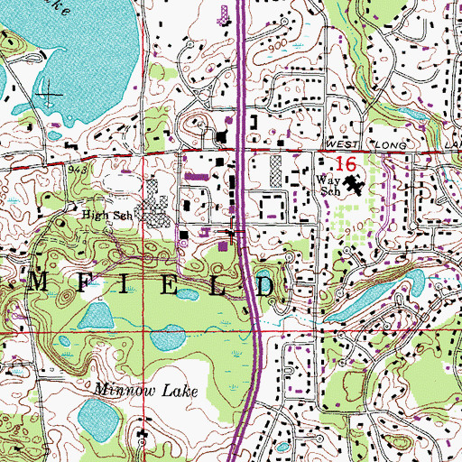 Topographic Map of Bloomfield Township Fire Department, MI