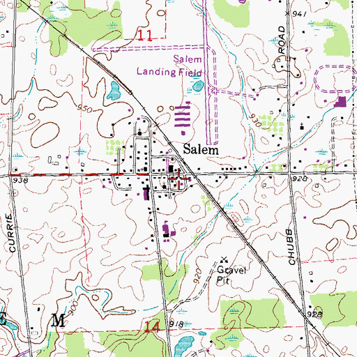Topographic Map of Salem Township Fire Department, MI