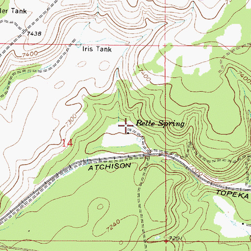 Topographic Map of Belle Spring, AZ