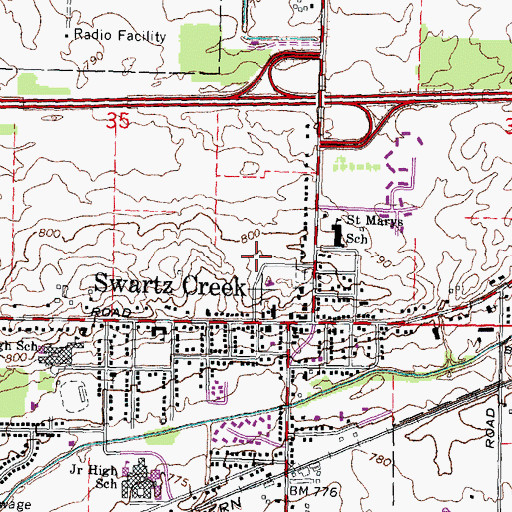 Topographic Map of Swartz Creek Area Fire Department, MI