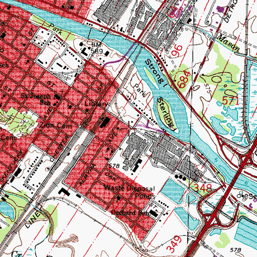 Topographic Map of Monroe Community Ambulance, MI