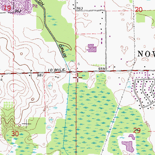 Topographic Map of Novi Fire Department Station 4, MI