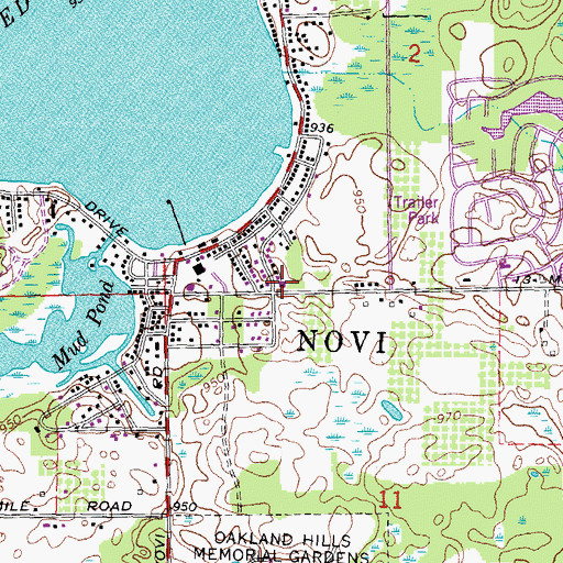 Topographic Map of Novi Fire Department Station 2, MI