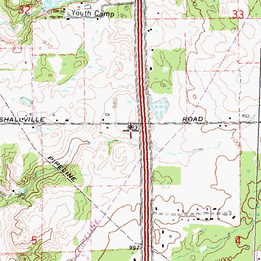 Topographic Map of Hartland Deerfield Authority Fire Station 62, MI