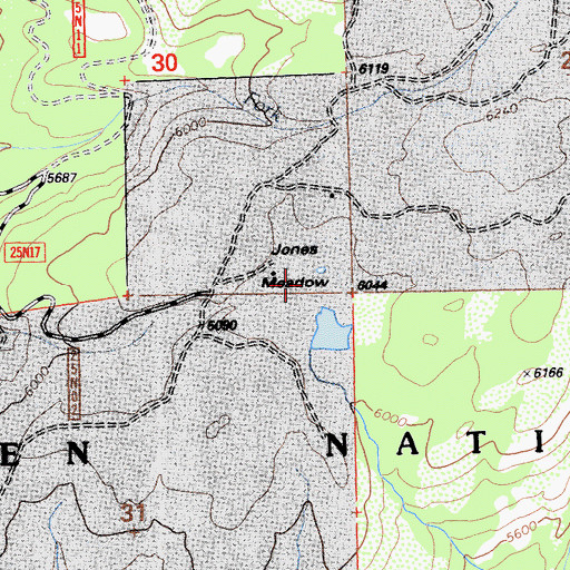 Topographic Map of Jones Meadow, CA