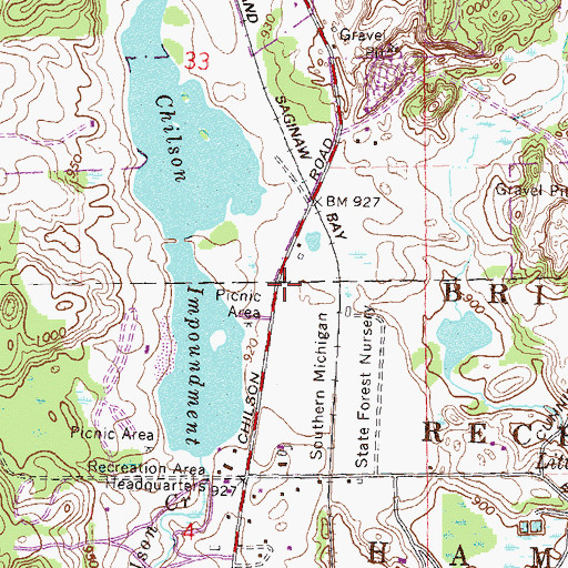Topographic Map of Michigan Department of Natural Resources Brighton Field Office, MI