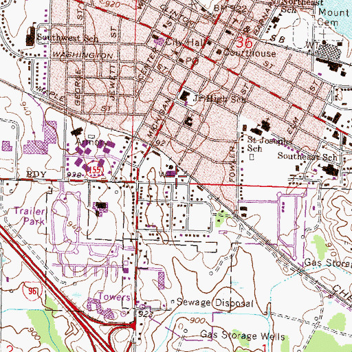 Topographic Map of Howell Area Fire Department Station 21, MI