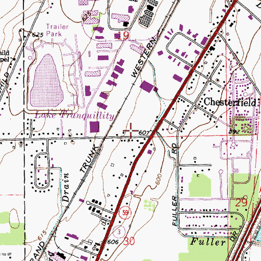 Topographic Map of Chesterfield Township Fire Department Station 1, MI