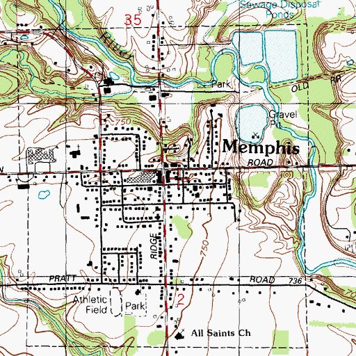Topographic Map of Memphis Volunteer Fire Department, MI