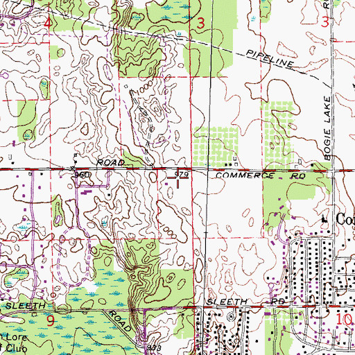 Topographic Map of Commerce Township Fire Department Station 1, MI