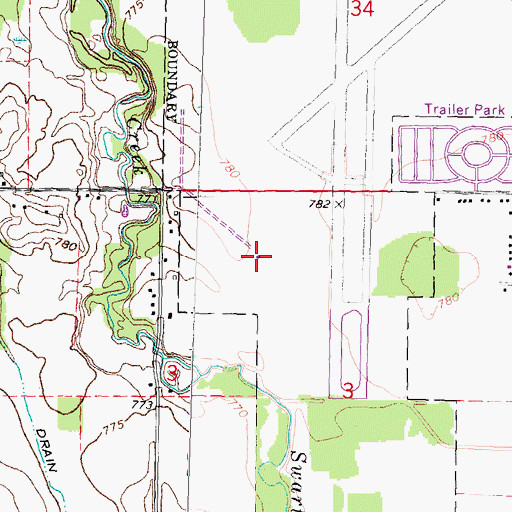 Topographic Map of Bishop Airport Fire Department, MI