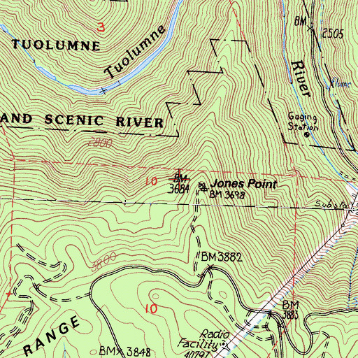 Topographic Map of Jones Point Lookout (historical), CA