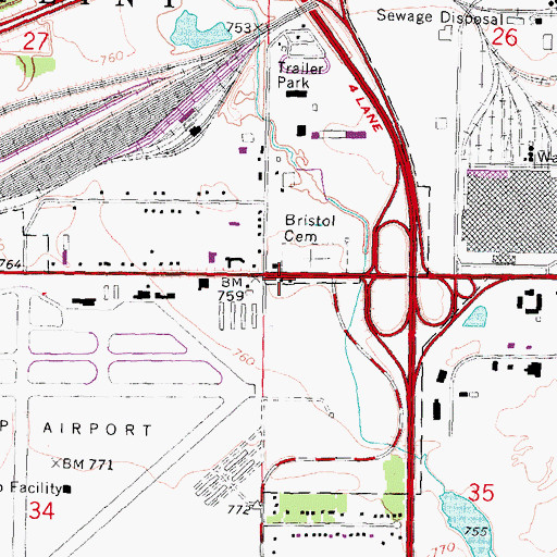 Topographic Map of Flint Township Fire Department Station 3, MI