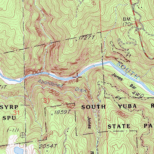 Topographic Map of Jones Ravine, CA