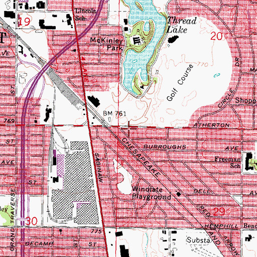 Topographic Map of City of Flint Fire Department Station 8, MI
