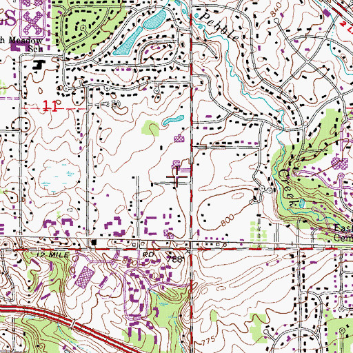 Topographic Map of Farmington Hills Fire Department Station 2, MI