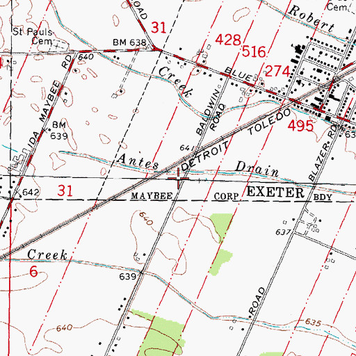 Topographic Map of London - Maybee - Raisinville Volunteer Fire Department, MI