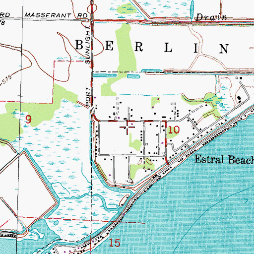 Topographic Map of Estral Beach Volunteer Fire Department, MI