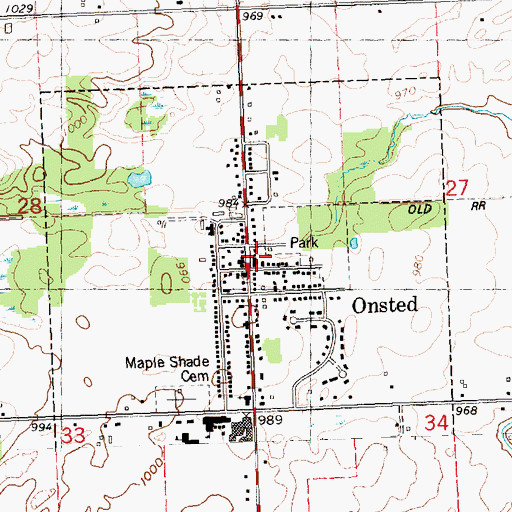 Topographic Map of Cambridge Township Fire Department, MI