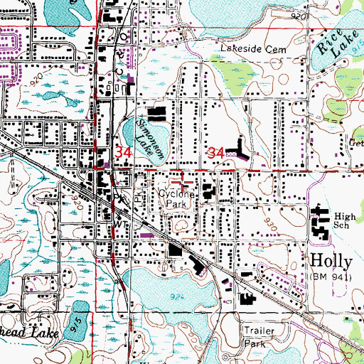 Topographic Map of North Oakland County Fire Authority Station 2 Headquarters, MI