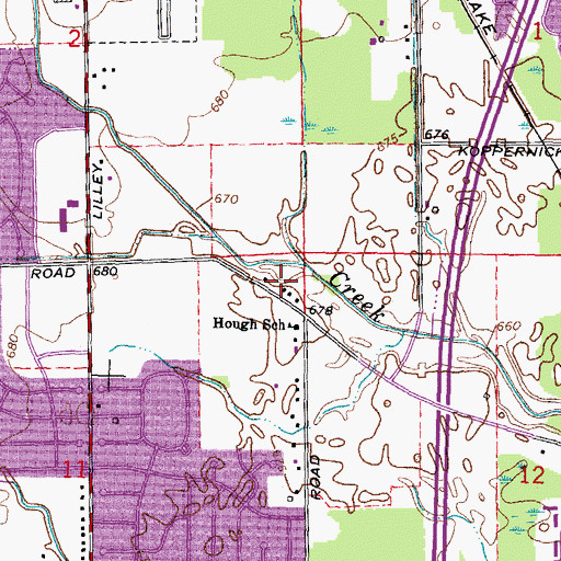 Topographic Map of Canton Township Fire Department Station 2, MI