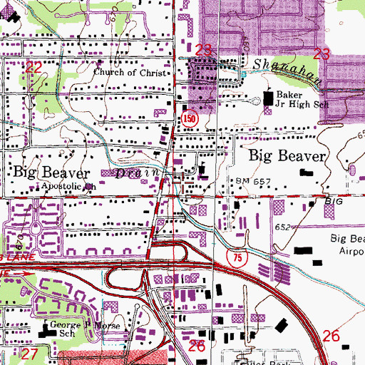 Topographic Map of Troy Fire Department Station 1, MI