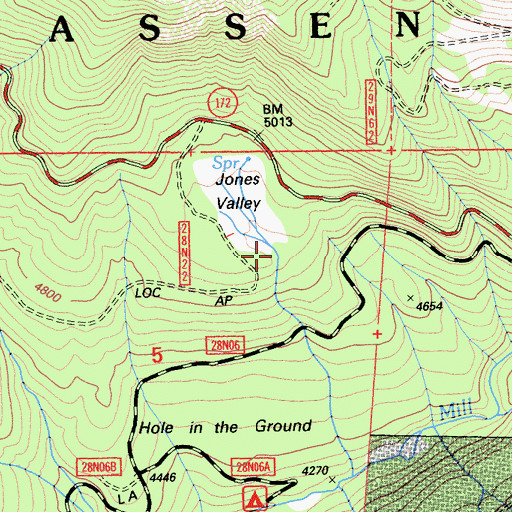 Topographic Map of Jones Valley, CA